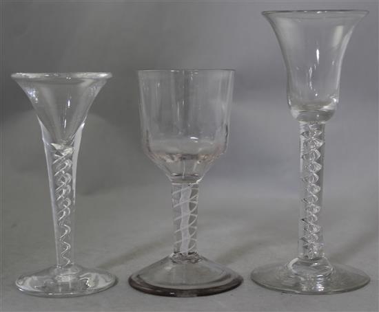 Three 18th century drinking glasses, 12.7cm - 16.2cm